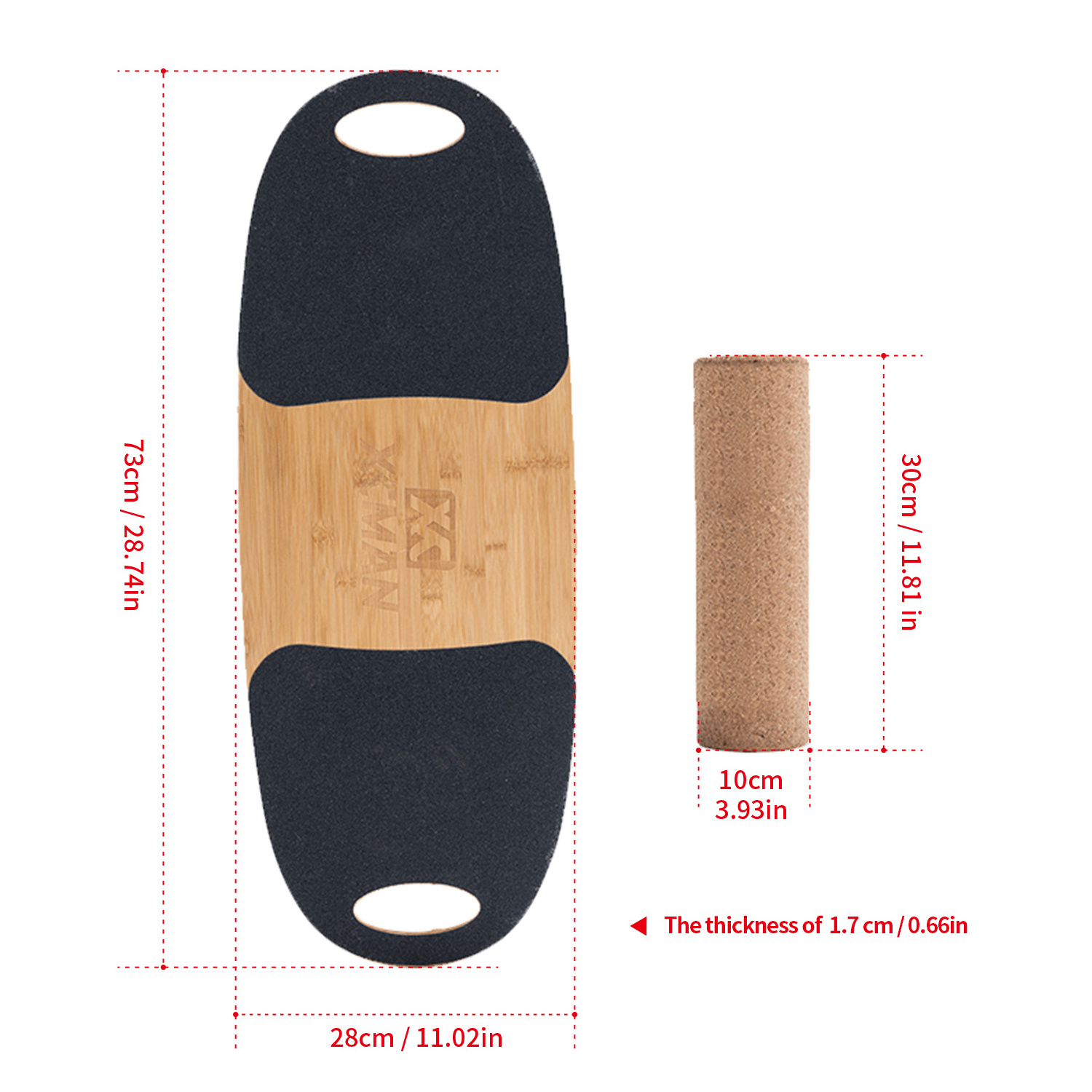 OEM Adjustable Stoppers-3 Different Distance for Surfing Skiing Training Custom Snowboard Bamboo Ski Surf Balance Board