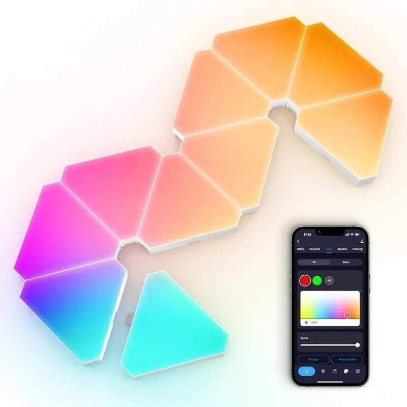 RGB WIFI LED Triangle Indoor Atmosphere Wall Lamp APP Bluetooth For Computer Game Bedroom Decoration LED DIY Quantum Night Light