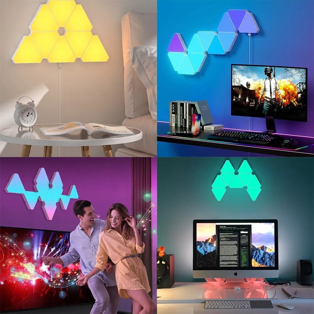 Triangle Wall Lamps Smart APP Bluetooth Quantum Night Light Music Sync DIY Gaming Modular Lighting Panels Decoration home lights