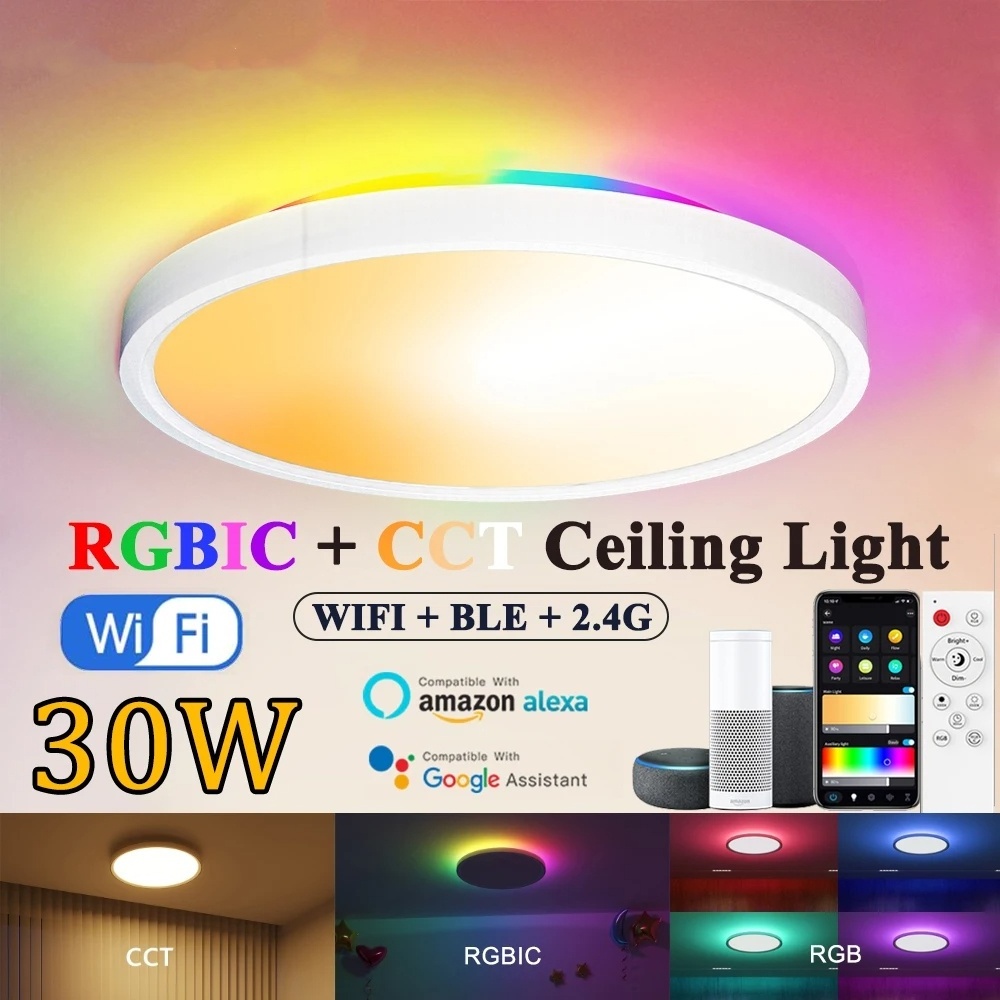 Bathroom Kitchen Waterproof Ceiling Light LED Music Bluetooth Speaker FCCUL Approved 18W Gold Diameter LED Color Changing Lights