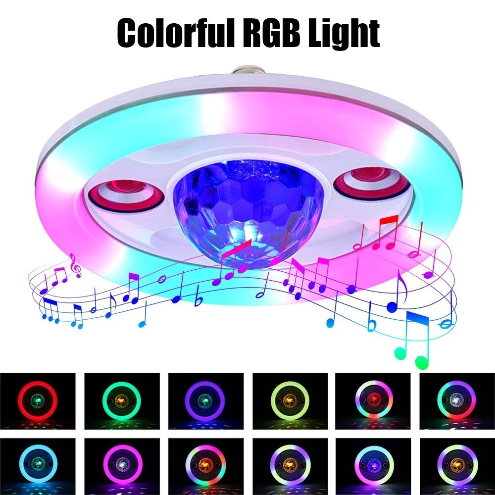 Smart Home Light Remote Control Colorful UFO Light with Dual Speakers 36W LED E27 Bluetooth Music Stage Light living room