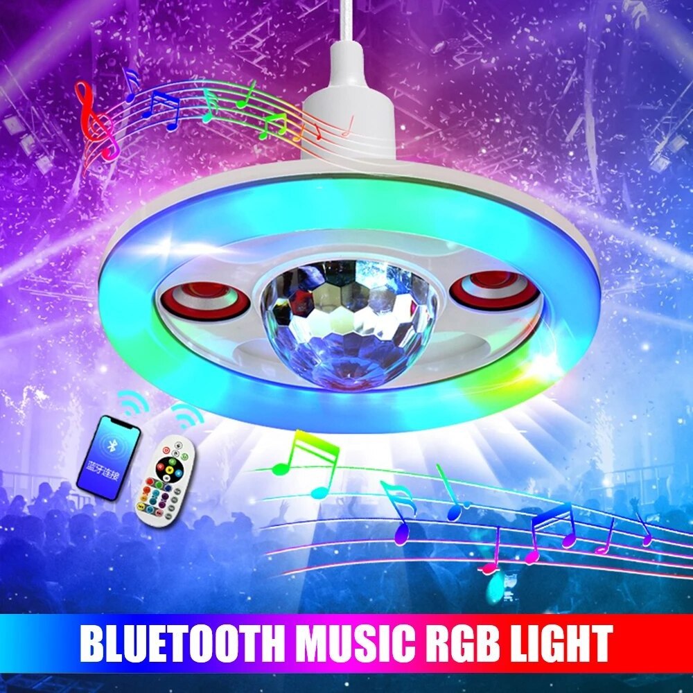 Smart Home Light Remote Control Colorful UFO Light with Dual Speakers 36W LED E27 Bluetooth Music Stage Light living room