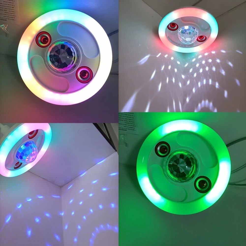 Smart Home Light Remote Control Colorful UFO Light with Dual Speakers 36W LED E27 Bluetooth Music Stage Light living room