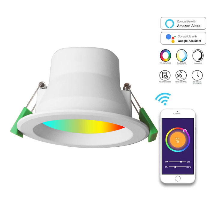 CE aluminum smart modern recessed LED down light dimmable RGB WIFI home living room indoor remote tuya ceiling down lights