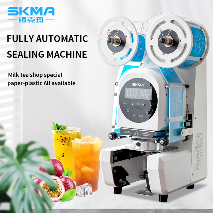 SKMA High Speed Cup Sealer For Plastic Paper Cup Bubble Tea Cup sealing Machine Automatic