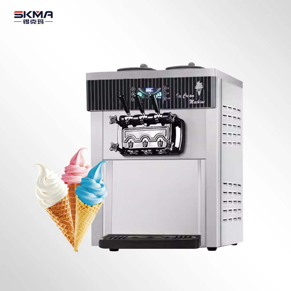 Hot Sale Commercial Stainless Steel 220V Frozen Yogurt Maker Automatic Three Flavor Ice Cream Machine Soft Serve Ice Cream Maker