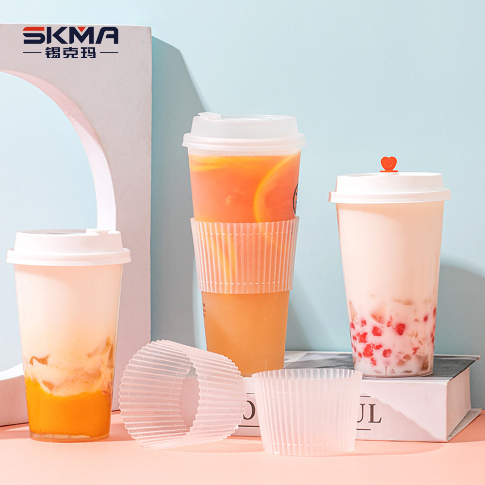 500ml 700ml PP U Shape Cup Custom Logo Printed Disposable  Boba Bubble Milk Tea Cup with lids  Clear Plastic Cup