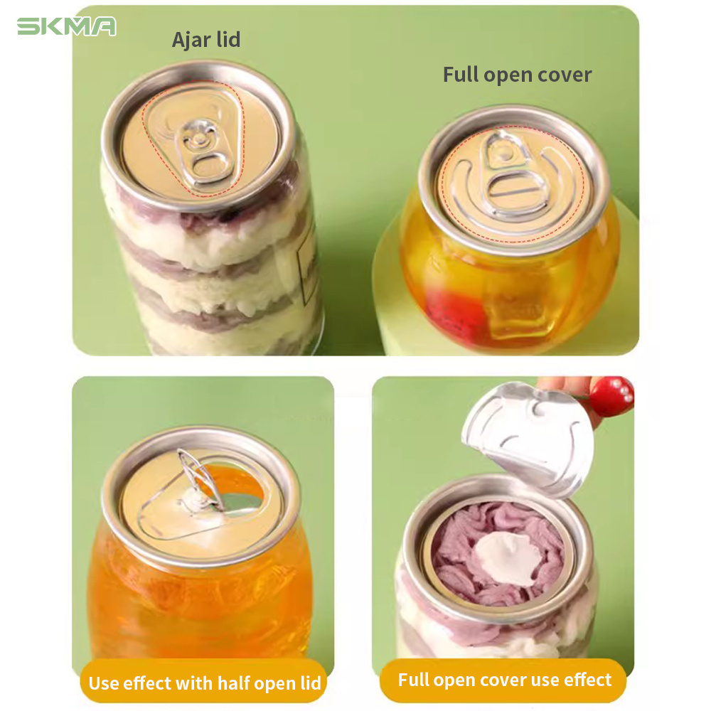 New Design Disposable Custom Logo Clear Plastic Cans For Milk Tea Juice Cake Smoothie Pet Cans With Fully Open Lids