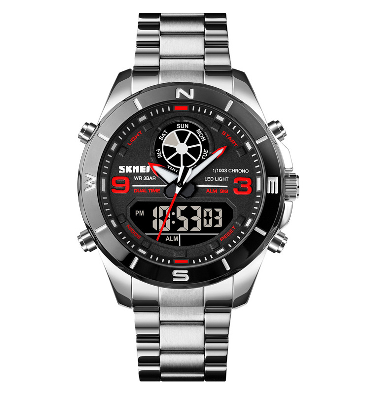 men's watches heavy watch big face stainless steel band watches hour custom logo brand skmei factory wristwatch