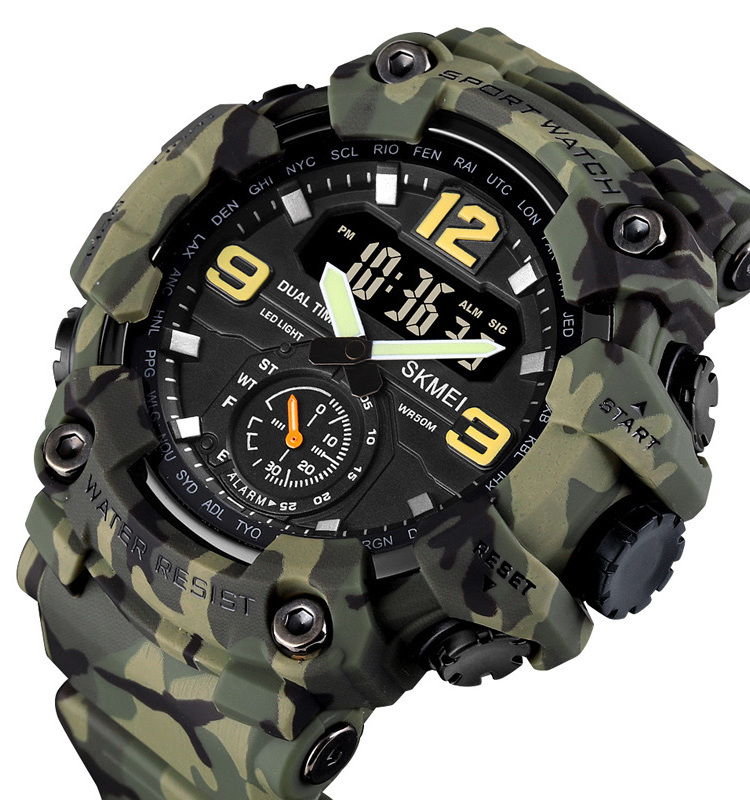 Reloj militar barato SKMEI 1637 analog digital watches cheaper sport men watch WR 50m stainless steel back cover