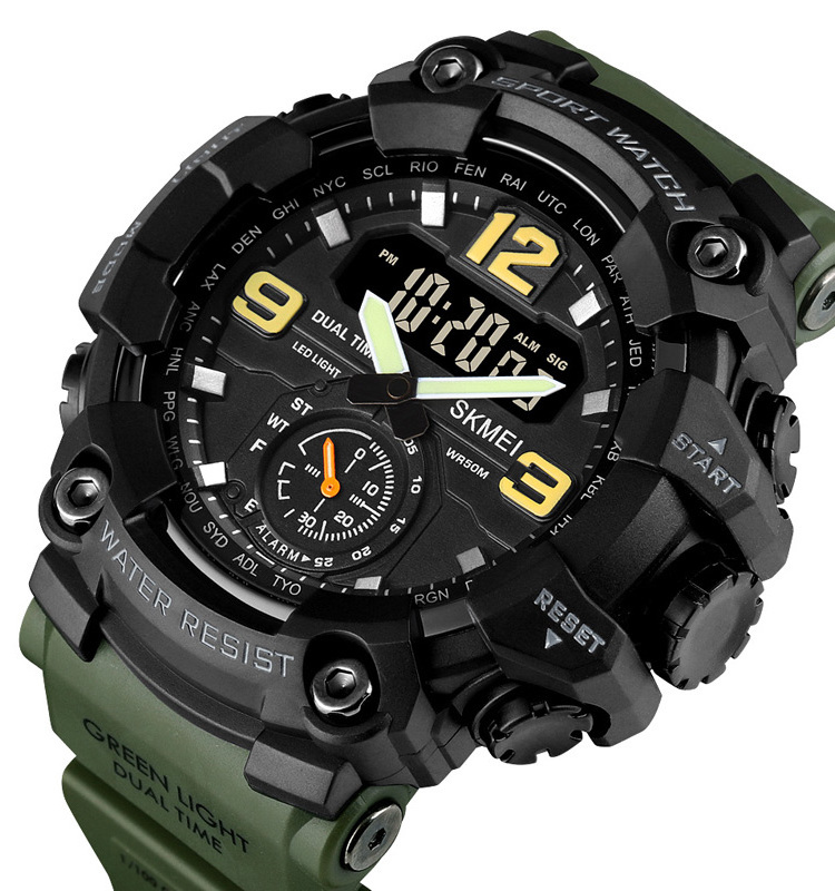 Reloj militar barato SKMEI 1637 analog digital watches cheaper sport men watch WR 50m stainless steel back cover