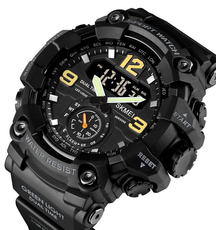 Reloj militar barato SKMEI 1637 analog digital watches cheaper sport men watch WR 50m stainless steel back cover