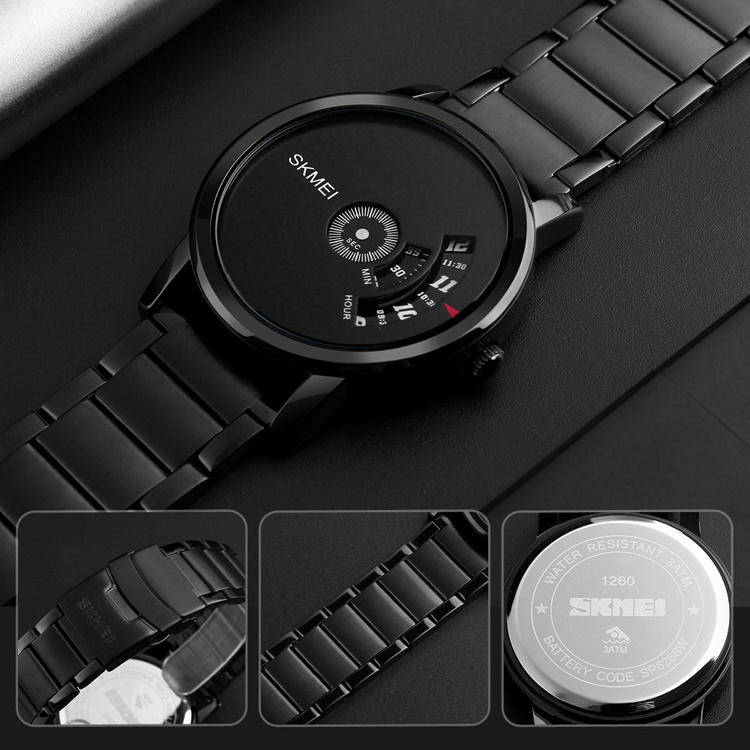 popular Skmei 1260 japan mov't quartz 3atm water resist fashion watch stainless steel back Wholesale brand men watch