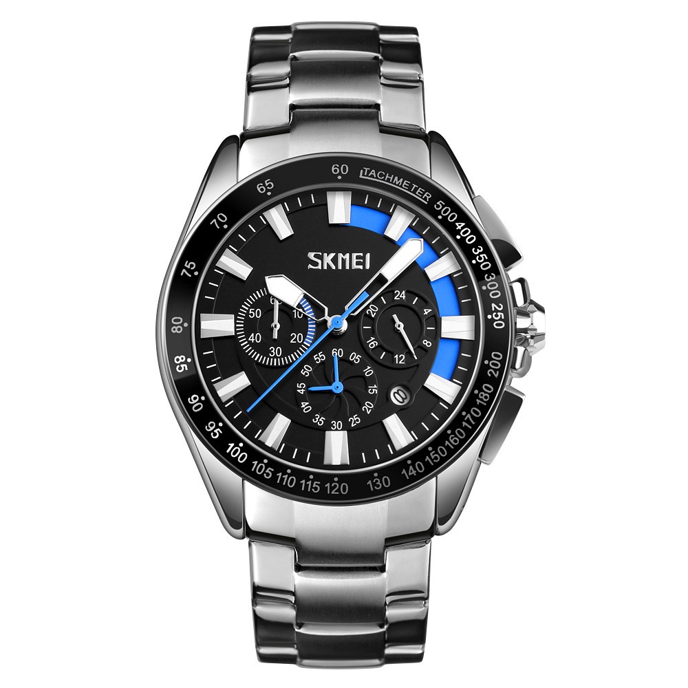 Skmei 9167 japan movt watch stainless steel black mens watches steel products quartz watch