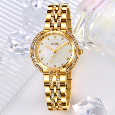 Ladies Gold Watches Custom Logo Luxury Classic Design Female Stainless Steel Quartz watch Hand Wrist Watch For Women SKMEI 1979