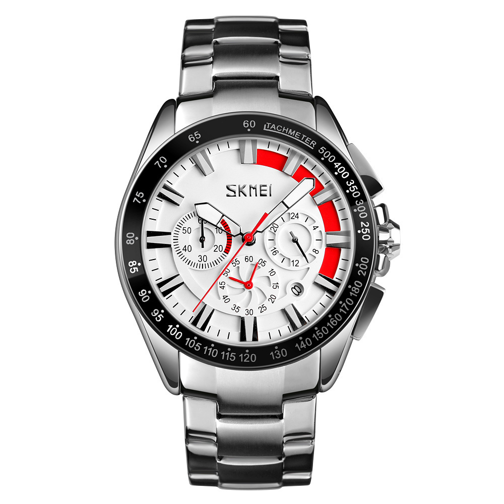 Skmei 9167 japan movt watch stainless steel black mens watches steel products quartz watch