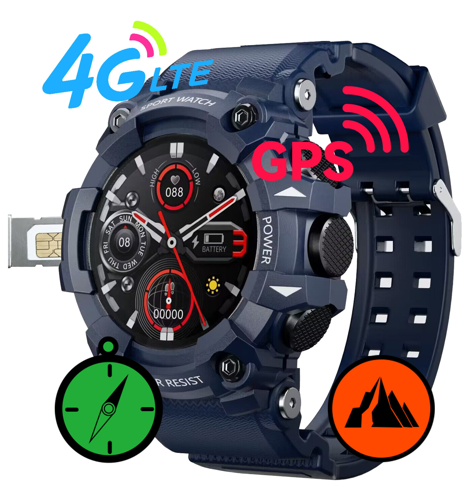 Custom Logo 4G GPS Smartwatch Compass Altitude Meter Sports Heart Rate Sleep Android IP67 Waterproof Skmei S231 Smart Watch