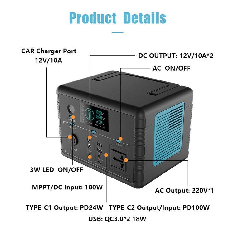 320W 500W 1000W New Outdoor Charging Solar Generator Portable Power Station For Mobile Phone Laptop Camping