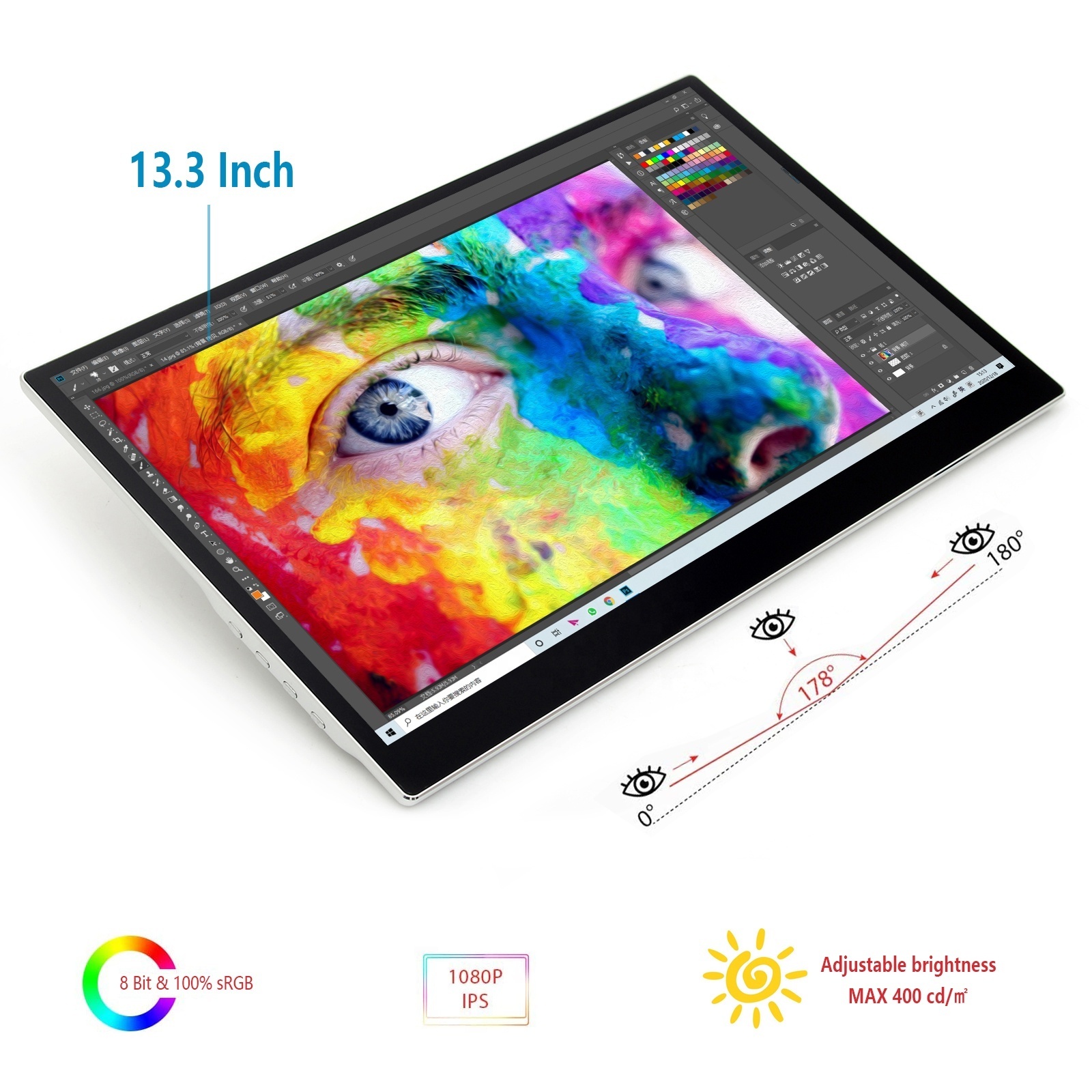 Digital Drawing Tablet with Touch Screen, 13.3 Inch Graphics Monitor Pen Display for Art and Animation Beginners