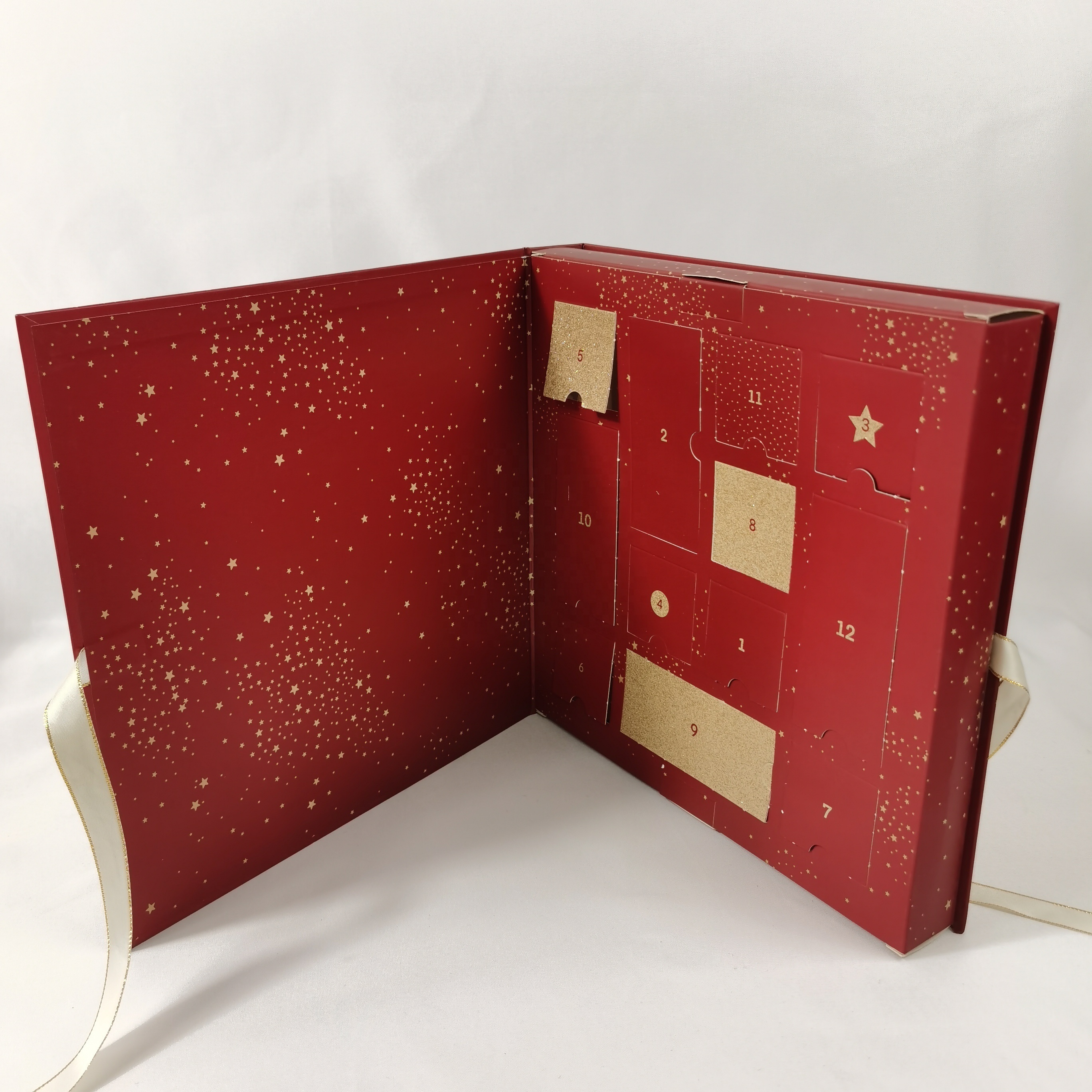 Custom Chocolate Advent Calendar Empty Luxury Cardboard Paper Gift Cosmetic Packaging Countdown Christmas Advent Calendar Box