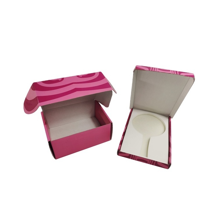 Custom Logo Low Moq Eco Friendly Colored Carton Shipping Box Printing Pink Packaging Custom Gift Box Corrugated Mailer Box