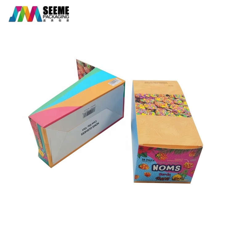 Customized Logo Pre Roll Folding Cardboard Paper PDQ Counter Retail Display Packaging Box with Tear Off Line for Chocolate