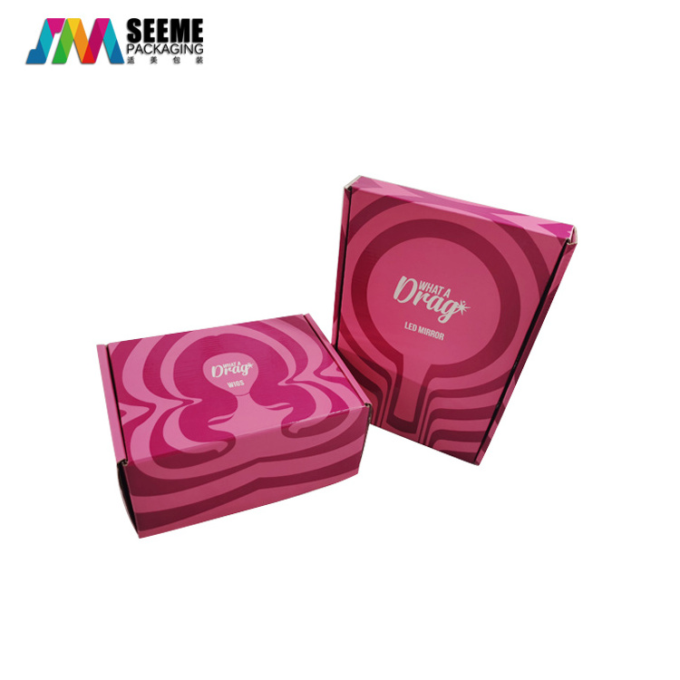 Custom Logo Low Moq Eco Friendly Colored Carton Shipping Box Printing Pink Packaging Custom Gift Box Corrugated Mailer Box