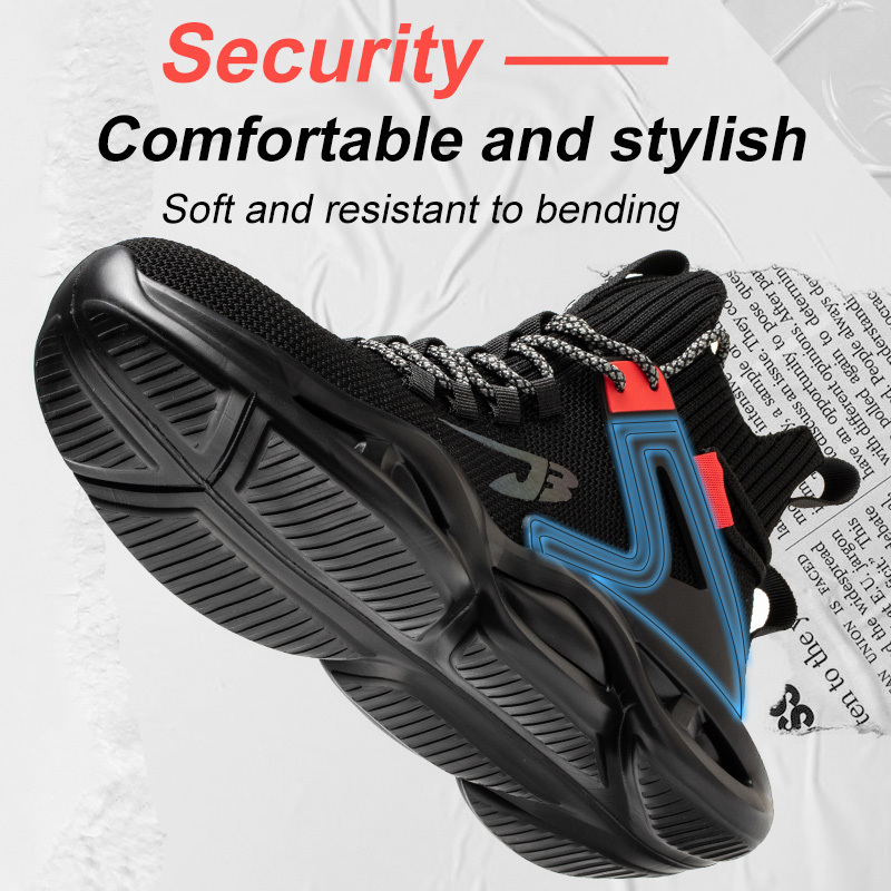 Shangkun Men Safety shoes steel toe work shoe  black safety sneakers for men 675