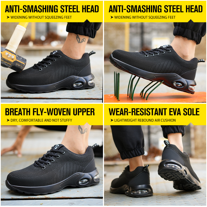 Shangkun Men lightweight Safety shoes steel toe work shoe  black mens shoes C9192