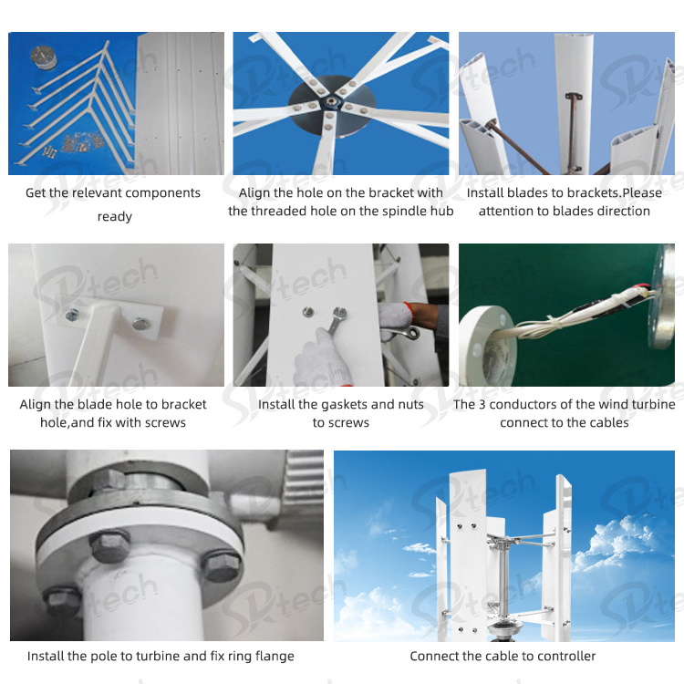 Complete solar  wind vertical and solar turbine system vertical wind turbine 5000w