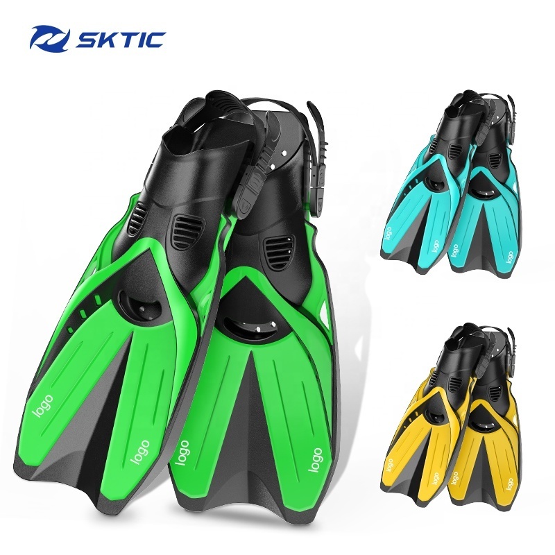 OEM Antiskid Long Blade Diving Fins Silicone Rubber Swimming Snorkeling Fins Adults Open Heel Free Diving Fins For Men And Women