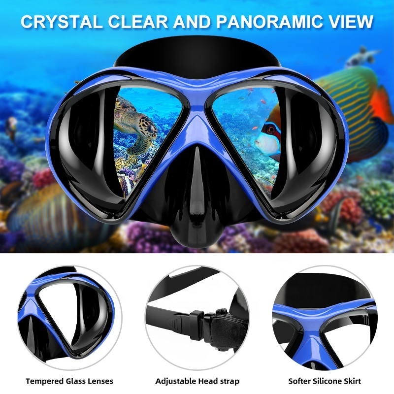 Custom Logo Snorkeling Diving Goggles Anti-Ultraviolet Underwater Silicone Diving Mask Unisex Scuba Dive Mask