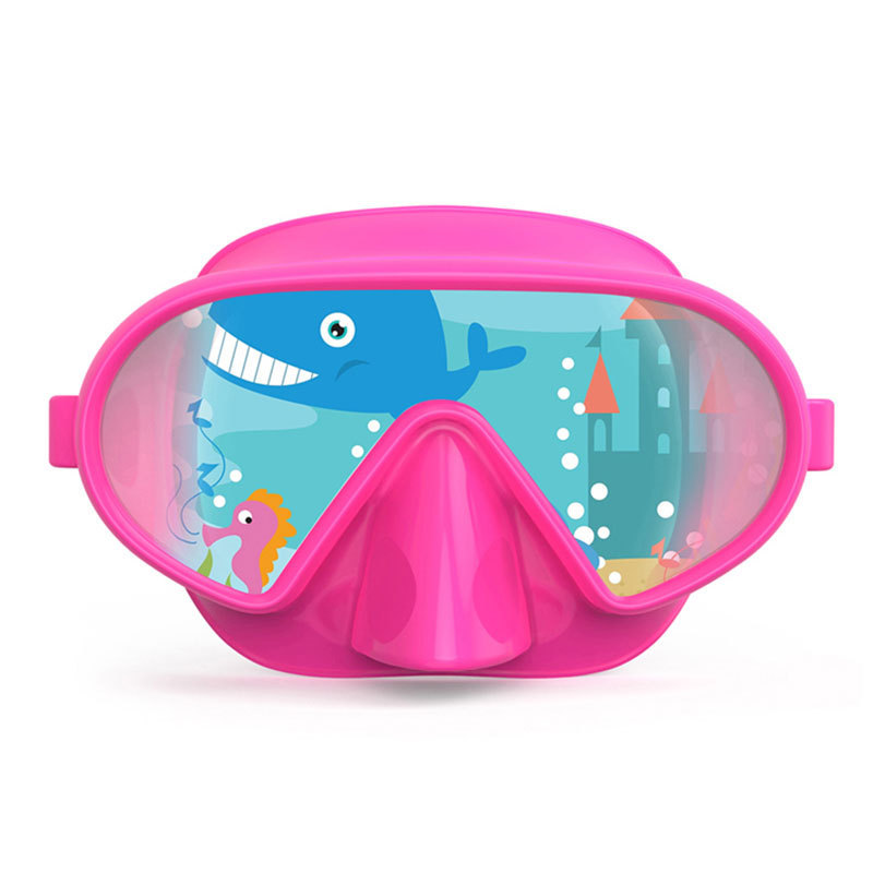 Deep Pink Freediving Goggles Mask Anti-fog Snorkeling Mask for Kids and Adult Swimming Goggles with Nose Cover