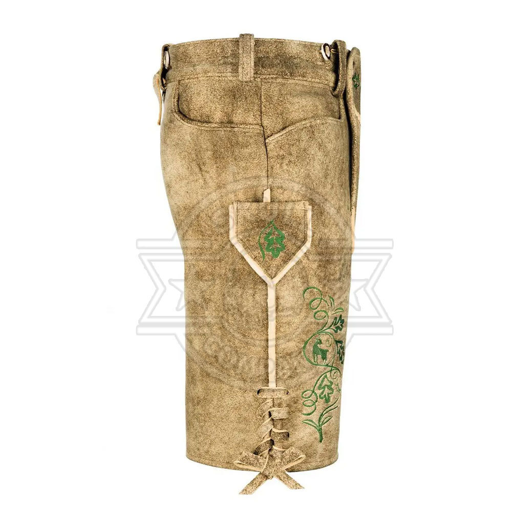 Wholesale Men's German Lederhosen Shorts Costume Bavarian Oktoberfest Carnival Halloween 100% Genuine Cow Suede Leather Shorts