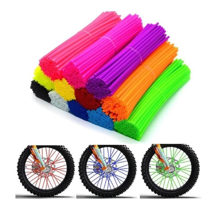 72Pcs Motorcycle Wheel Spoked Dirt Bike Enduro Protector Skin Covers Pipe for Motocross Bicycle MotorBike Cool Accessories 24CM