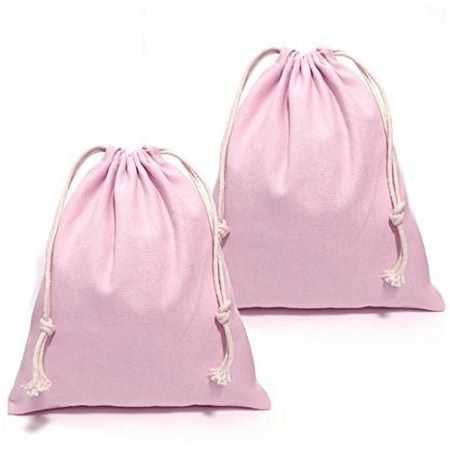 Pink color Storage Drawstring Bag cotton cloth drawstring bag with cotton rope handle attractive designs printed drawstring bags