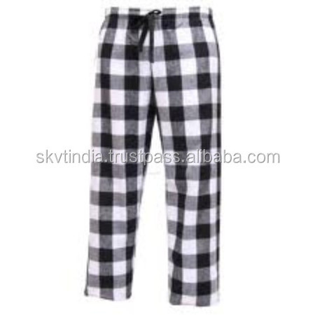 cheap flannel plaid long pajama pant men's night winter 100% cotton sleep wear check design woven plaid bottom pajama pant