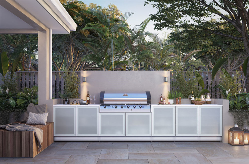 SKYWELL Outdoor Kitchen Cabinets Gas Grill Customized Outdoor Kitchen 304 Stainless Steel Outdoor Kitchen Cabinets