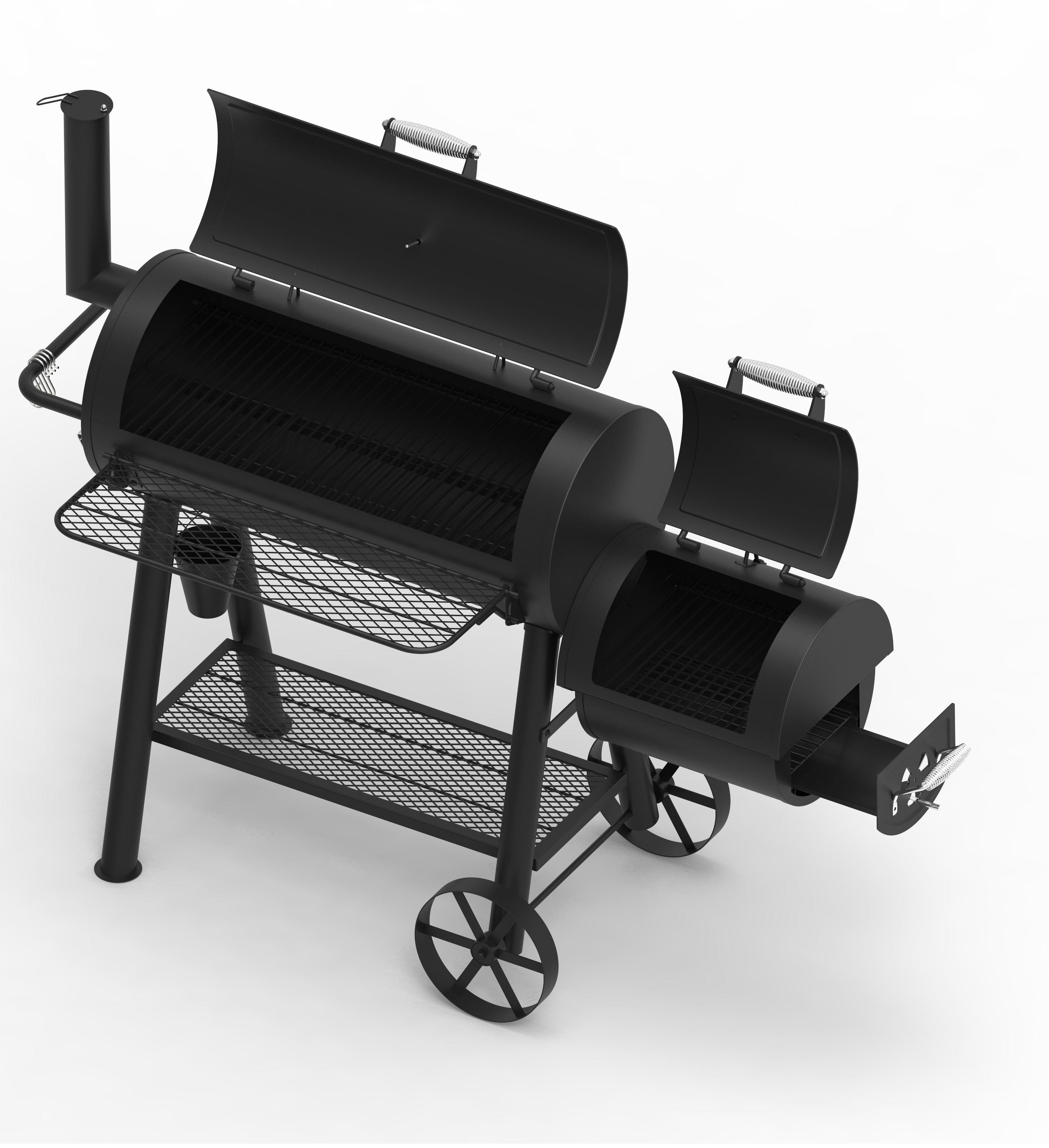 SKYWELL Commercial Easily Clean European Barrel Stainless BBQ Wood Pellet Smoker Charcoal Bbq Grill chimney