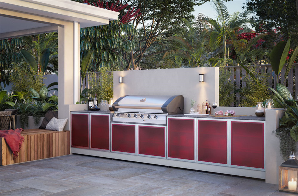 SKYWELL Outdoor Kitchen Cabinets Gas Grill Customized Outdoor Kitchen 304 Stainless Steel Outdoor Kitchen Cabinets