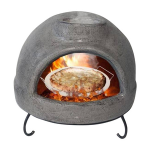 Hot Sell Unique design clay fire pits outdoor commercial wood fired pizza oven with Metal Grill Stand