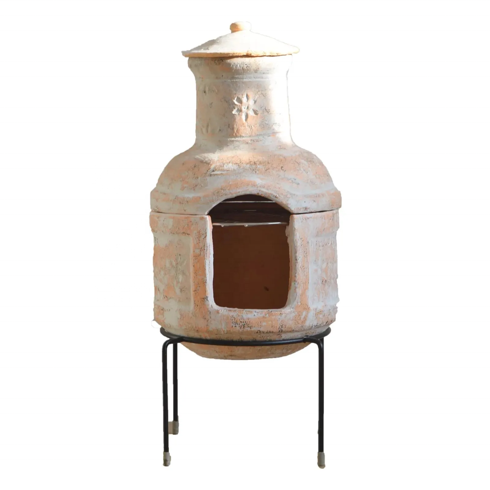 Outdoor stove red pottery garden small charcoal fireplace decoration leaf burning European style stove charcoal edging stove