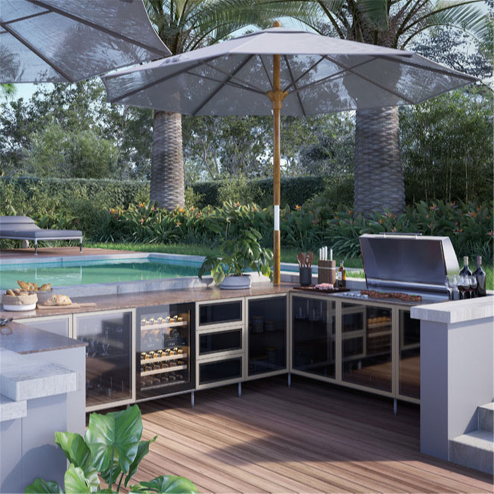 SKYWELL Outdoor Kitchen Cabinets Gas Grill Customized Outdoor Kitchen 304 Stainless Steel Outdoor Kitchen Cabinets