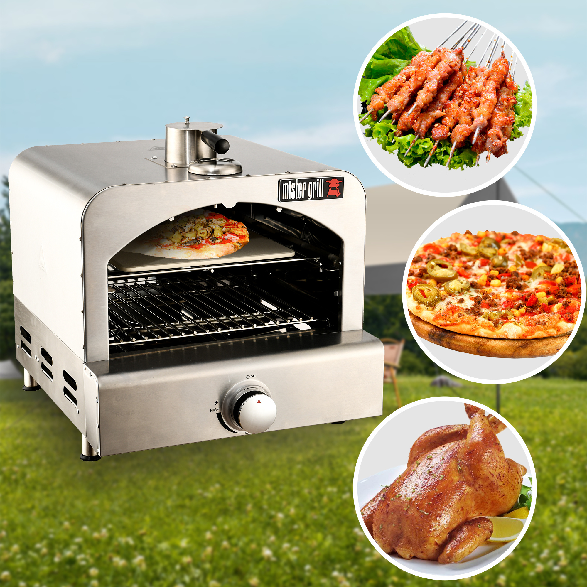 3-5 People Camping Grill garden and travelling multifunction portable gas grill camping garden mini pizza oven