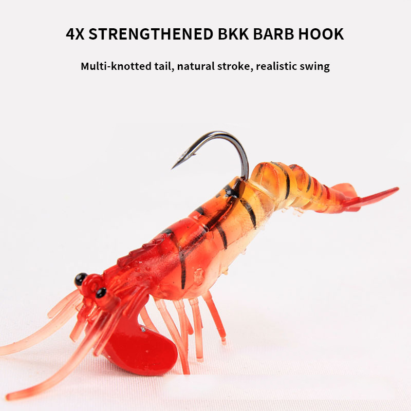 best sea bass lure shrimp bait 90mm 8g VMC hooks soft fishing shrimp lure soft fishing lures