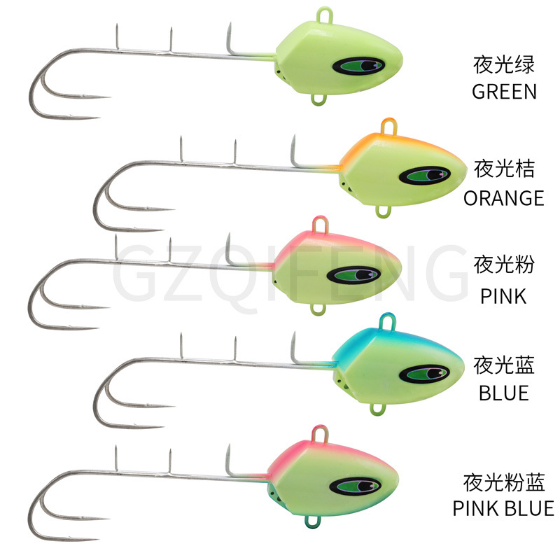 Sea Fishing Trolling 250G Jig Hook Jig Head Fish Hook Luminous Knife Fishing Jig Head  Stainless Steel Treble Hooks