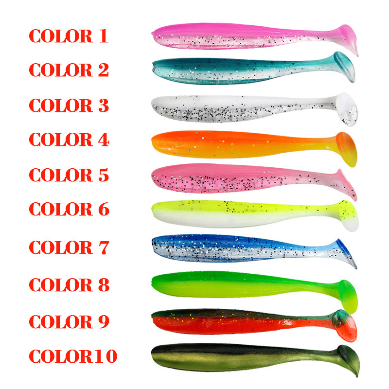 2024 100PCS road soft bait soft worm bait luminous by catty wholesale two-color t tail