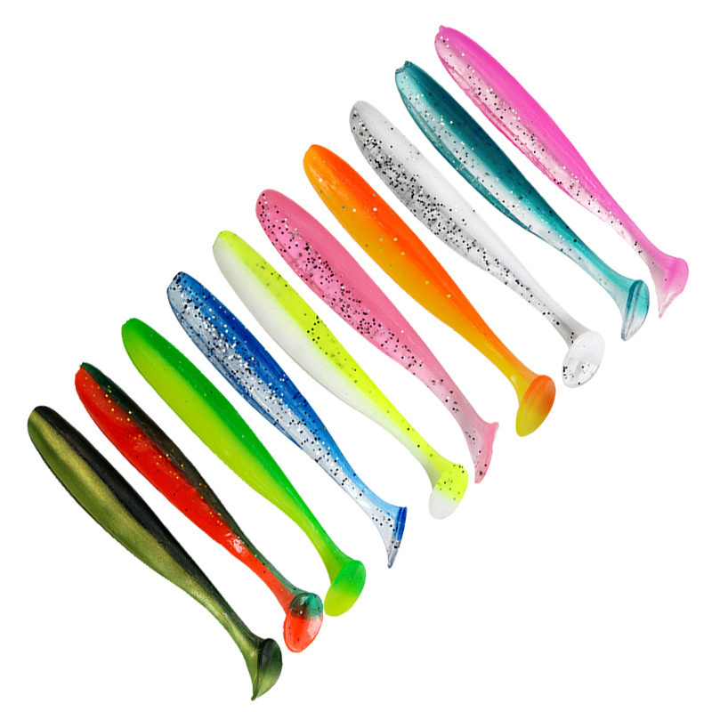 2024 100PCS road soft bait soft worm bait luminous by catty wholesale two-color t tail