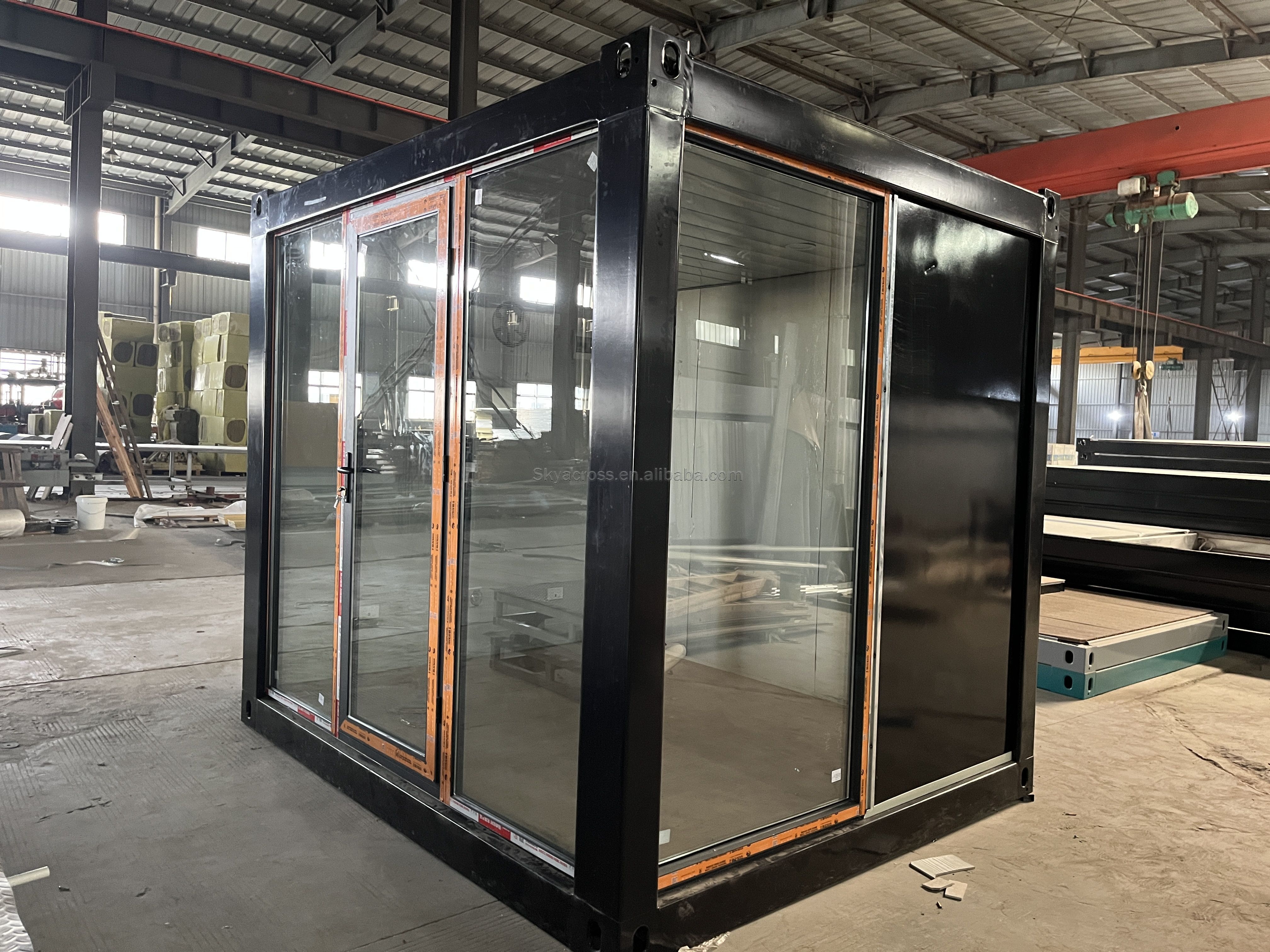 Low cost 10ft black flat pack container office Custom Made Stong Structure Mobile Prefab Modular 10ft Shipping Container Office