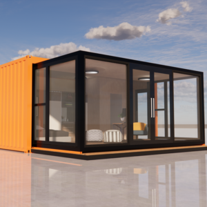 Luxury 20ft Prefabricated houses with kitchen,bathroom black shipping container house with one bedroom hotel use